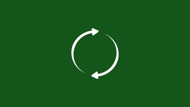 Two Arrow Cycle Recycle on green background. refresh icon. Circle arrow icon refresh and reload animation.