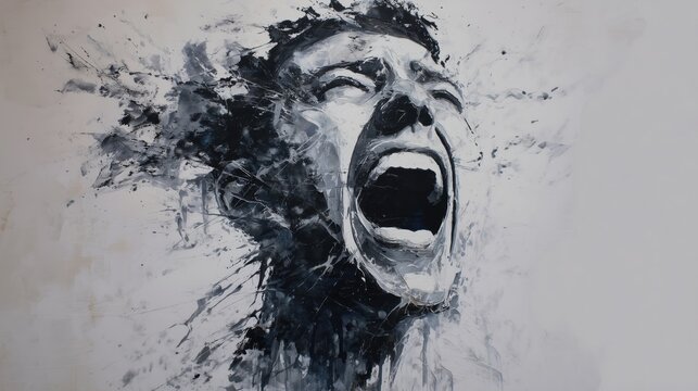 Emotional scream abstract painting &mdash; expressive modern art