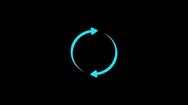 Two Arrow Cycle Recycle on black background. refresh icon. Circle arrow icon refresh and reload animation.