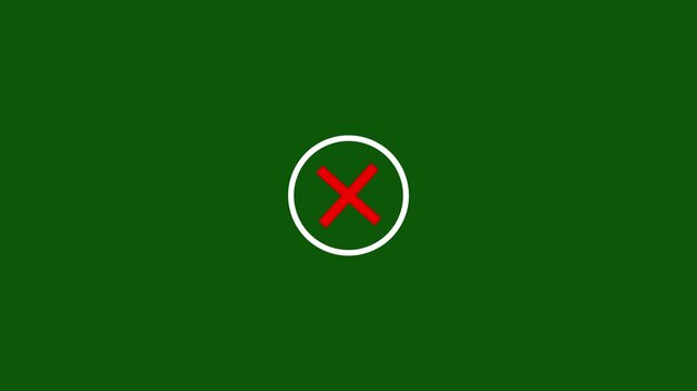 Glowing x cross mark icon animation abstract cancel error wrong close symbol design . Failed icon animation, crossed lines, denial concept, incorrect cross symbol, red cross mark animation.