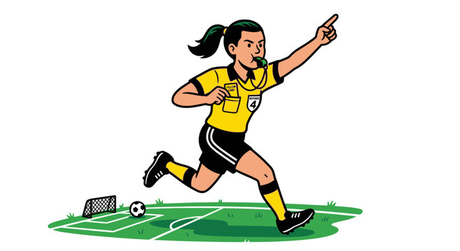 Women's Equality vector of a female soccer referee in action