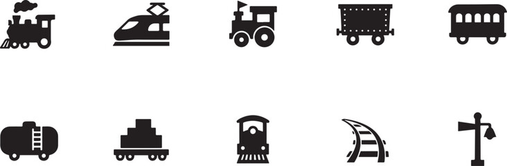 toy train icon set silhouette Vector illustration. square type Bundle © MstMoushumi