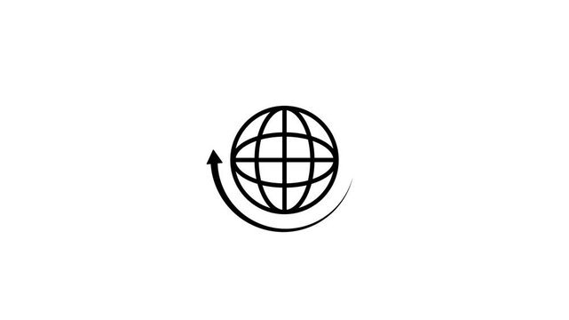 Animated globe model line icon. Earth satellite. Map of world. global spinning , Globe, planet, Earth icon animation.