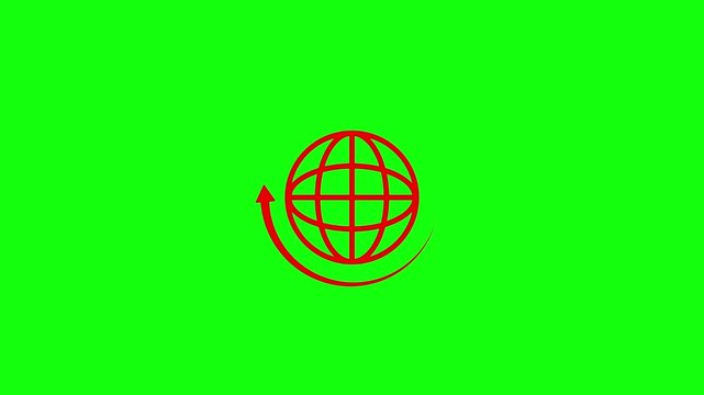Animated globe model line icon. Earth satellite. Map of world. global spinning , Globe, planet, Earth icon animation.
