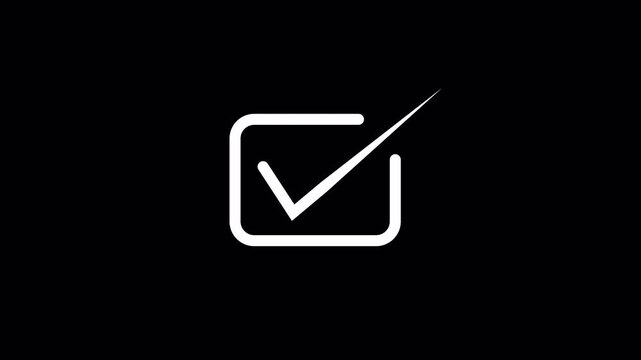 Animated Check Mark Icon on Transparent Background, Verification and Approval Interface Motion Graphic, 4K channel 