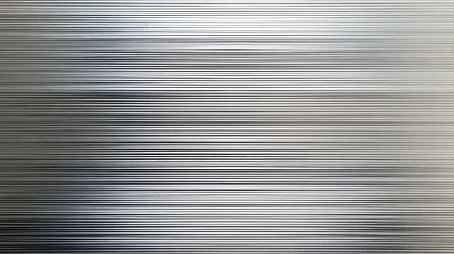 Close up view of a smooth silver lenticular sheet with parallel horizontal lines and gradient reflection