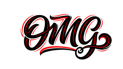 Creative brush script typography of abbreviation Oh My God isolated on transparent background abstract vector illustration  © Amin Gallery