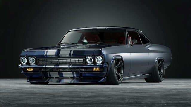 USA &ndash; May 2026: 3D render of customized 1965 Chevrolet Impala 1965 USA classic muscle car