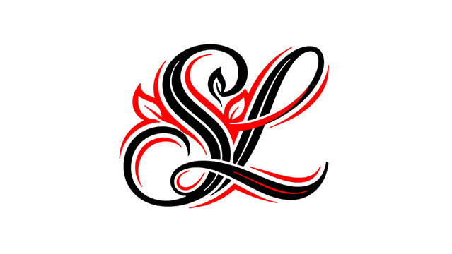 Luxury Script Letters S and L Intertwined Vector Illustration isolated on transparent background abstract vector illustration 