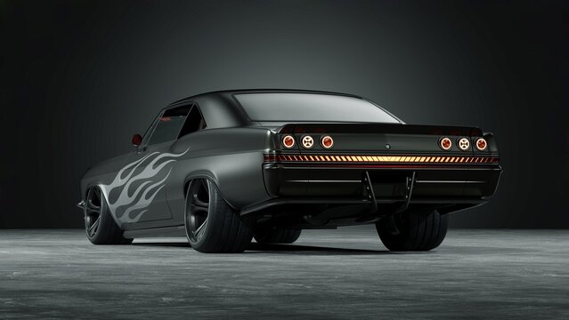USA &ndash; May 2026: 3D render of customized 1965 Chevrolet Impala 1965 USA classic muscle car