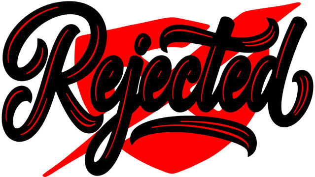Red stamp graphic design with cursive calligraphic word rejected isolated on transparent background abstract vector illustration 