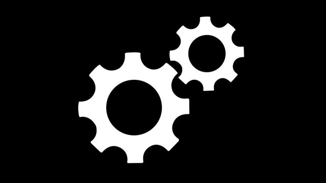 Update glowing setting icon setup animation. setting icon with spinning gears icon animated. Technology gear icon concept animation. Motion graphics of setting icon concept. on a black background.