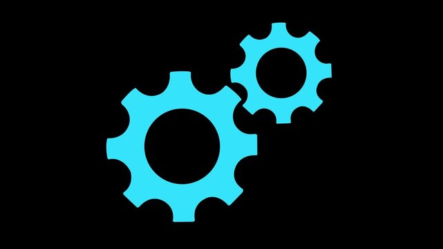 Update glowing setting icon setup animation. setting icon with spinning gears icon animated. Technology gear icon concept animation. Motion graphics of setting icon concept. on a black background.