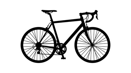 Fototapeta premium A Silhouette of Road bike, bicycle, cycling, sports, black, vector, illustration, bike, cycling equipment, transportation isolated on Transparent Background EPS