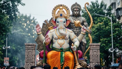 Obraz premium Hanuman Guardian Ganesh Murti - Grand Festival Procession
