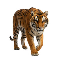Obraz premium Bengal Tiger Walking Isolated on Transparent Background Realistic Wildlife PNG