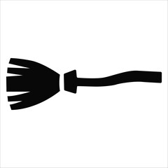 Obraz premium A simple black halloween icon of a witch's broomstick rendered in a clean minimalist style against a white background