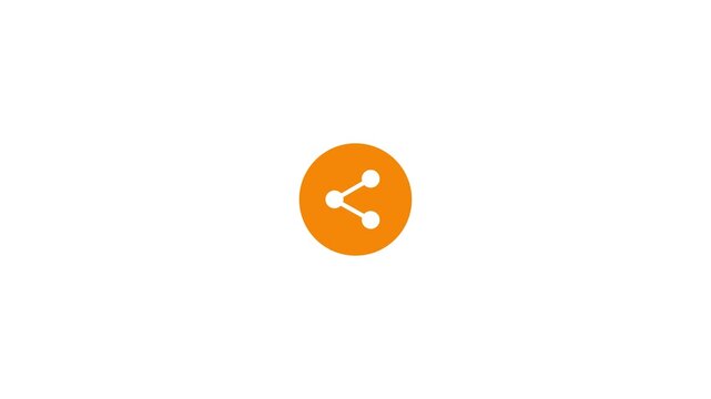 Minimalist yellow circle share icon design element isolated on white, 4k quality animation video