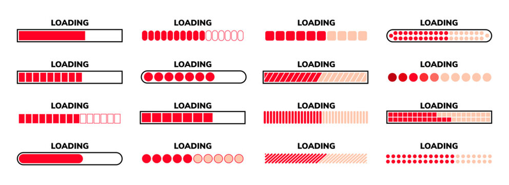 Loading progress bar icon set, Loading bar vector, infographic, loading, download preogres bar, loading, progress, bar, icon, vector