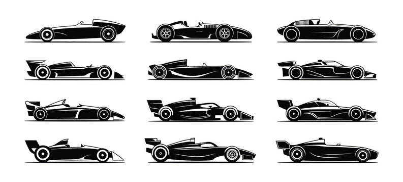race car evolution historic and concept car vectors