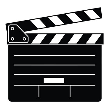 Classic film clapperboard with black and white stripes