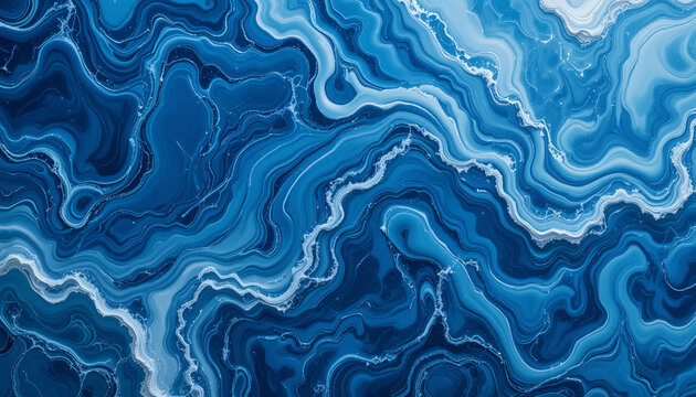 Abstract blue marble fluid background with liquid swirl texture and wave line