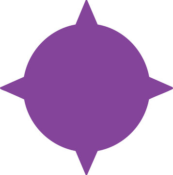 Purple four-pointed star shape with rounded circular center body