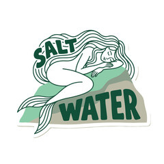 Obraz premium Sleeping Mermaid Illustration Depicting Serene Salt Water Dream for Nautical Designs