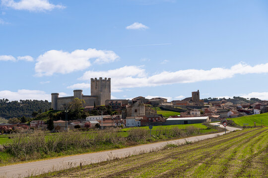 Torrelobaton castle and village in valladolid, spain