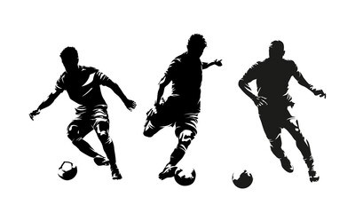 Obraz premium Football players, group of soccer players, set of isolated vector silhouettes. Team sport athletes