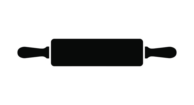 Rolling Pin Silhouette On White Background Minimalist Kitchen Utensil Silhouette