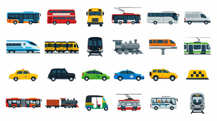 Set of various public and private transportation vehicles flat icons © Creative Layer