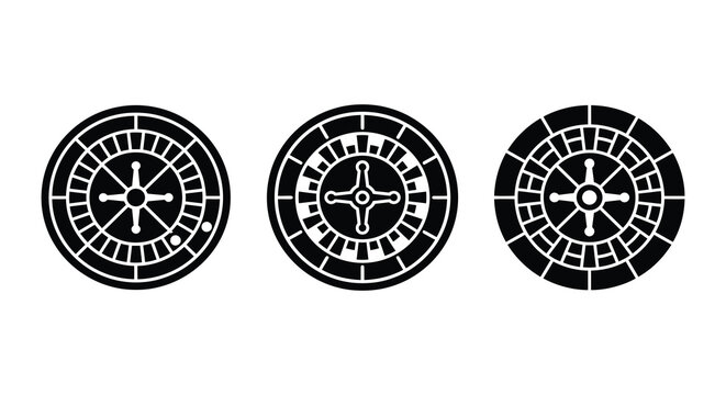 Roulette Wheel Variations In Black Silhouette casino