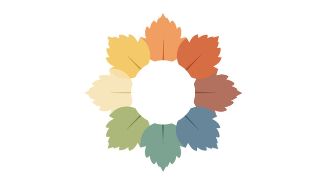 Colorful autumn leaves arranged in a circular pattern.