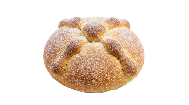 Pan de Muerto traditional sweet bread with sugar coating and bone decorations
