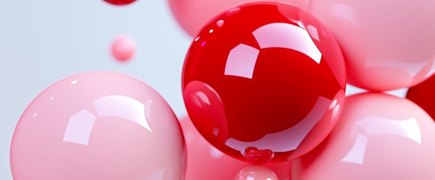 Abstract spheres in pink and red