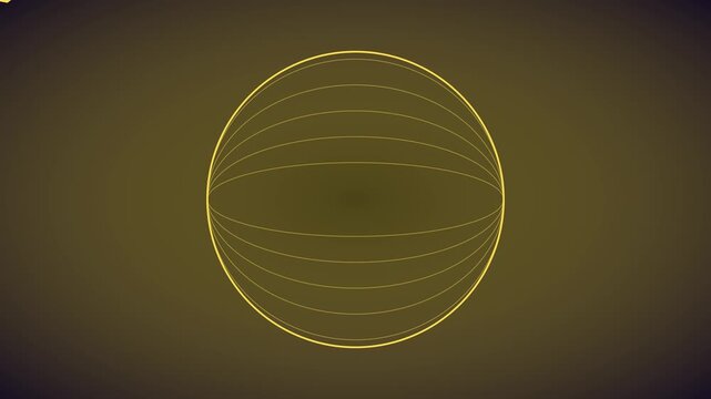 Abstract golden sphere rotating with glowing geometric lines for tech animation 4k background