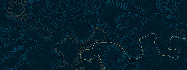 Abstract dark blue topographic contour map background with subtle elevation lines, seamless terrain relief, modern geographic cartography texture for technology and wallpaper © Noor Al Barakah