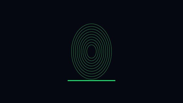 Digital fingerprint biometric scanner animation for cybersecurity and identity verification 4k