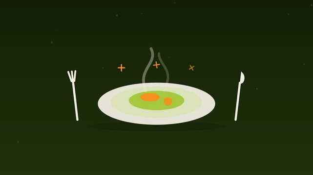 Animated Gourmet plate dish cutlery dining avocado food loop