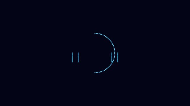 Digital hud loading circle animation with glowing blue particles and data interface 4k