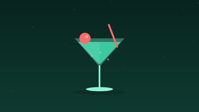 Animated Cocktail glass bubbles drink bar mint food loop