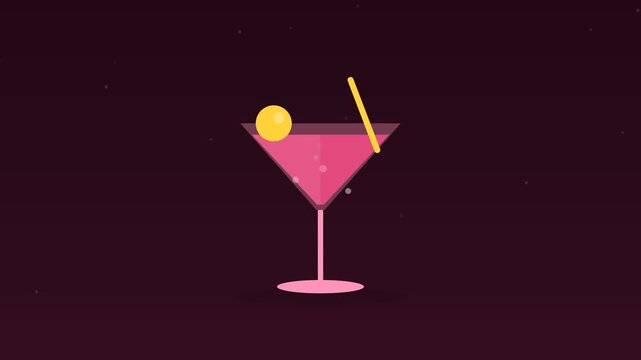 Animated Cocktail glass bubbles drink bar berry food loop