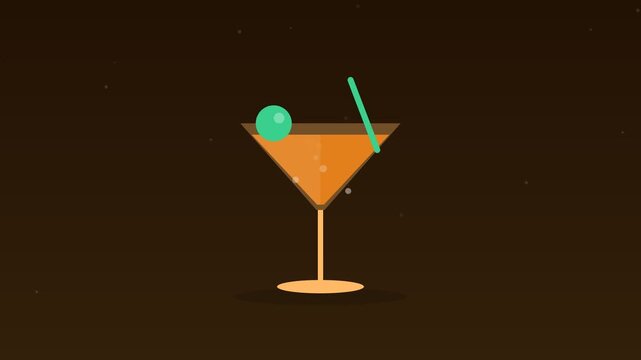 Animated Cocktail glass bubbles drink bar orange food loop