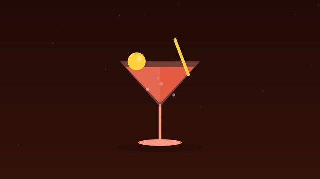 Animated Cocktail glass bubbles drink bar tomato food loop