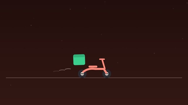 Animated Food delivery scooter driving fast salmon food loop