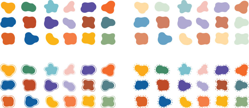 Abstract Organic Shapes Collection Set, Colorful Fluid Forms, Modern Irregular Shapes, Creative Vector Elements Pack