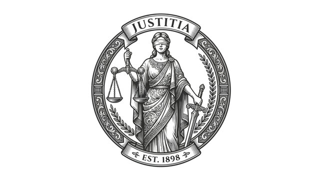 Lady Justice emblem vector 202607111610