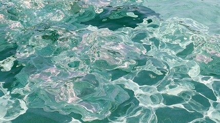 Fototapeta premium Aerial view of a body of water. the water appears to be a light blue-green color and has a smooth texture.