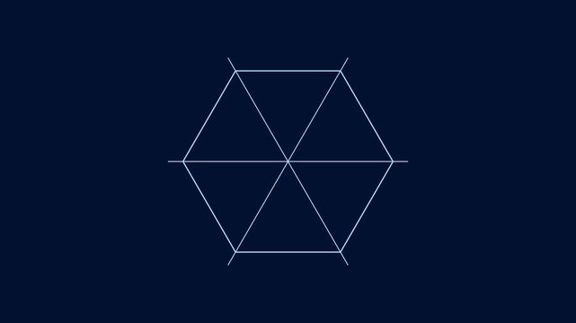 Minimalist geometric hexagon animation on dark blue 4k background, for tech and, science motion abstract